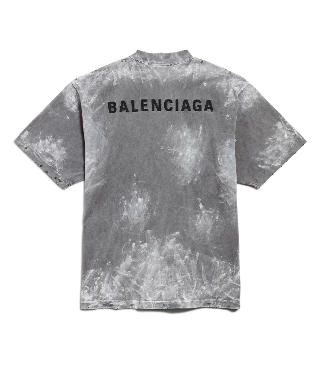 BALENCIAGA Серая хлопковая футболка, фото 2