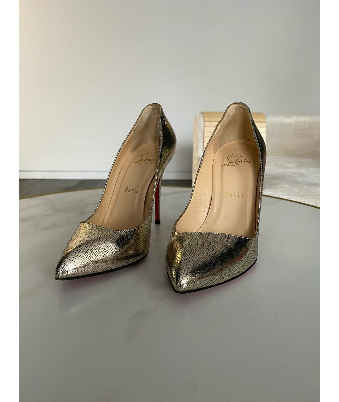CHRISTIAN LOUBOUTIN Серебряные кожаные туфли, фото 3