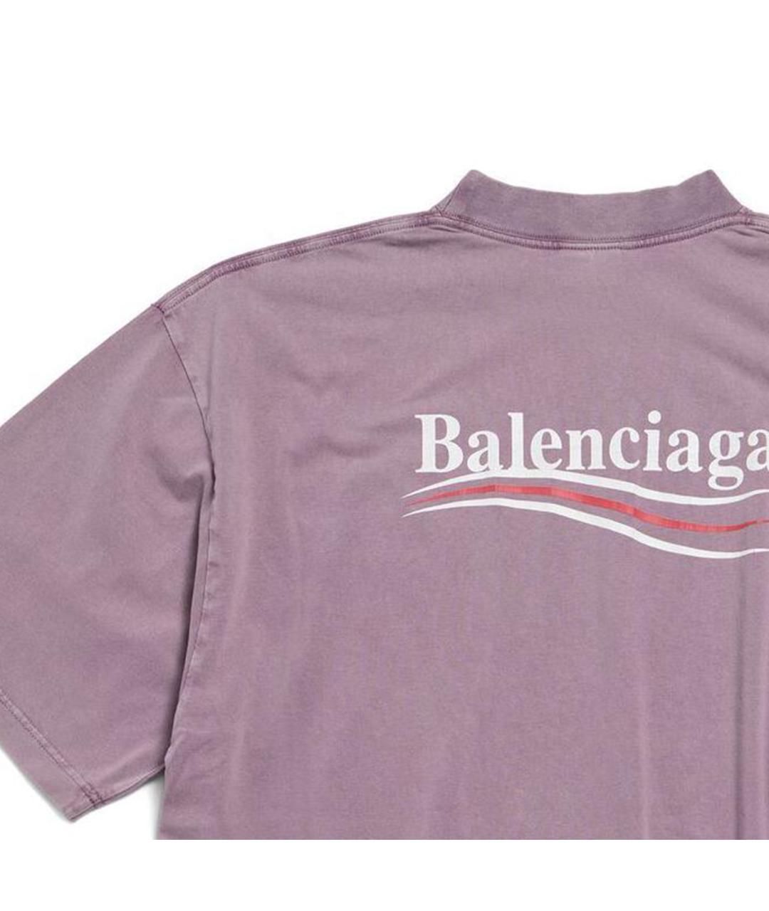 BALENCIAGA Фиолетовая хлопковая футболка, фото 4
