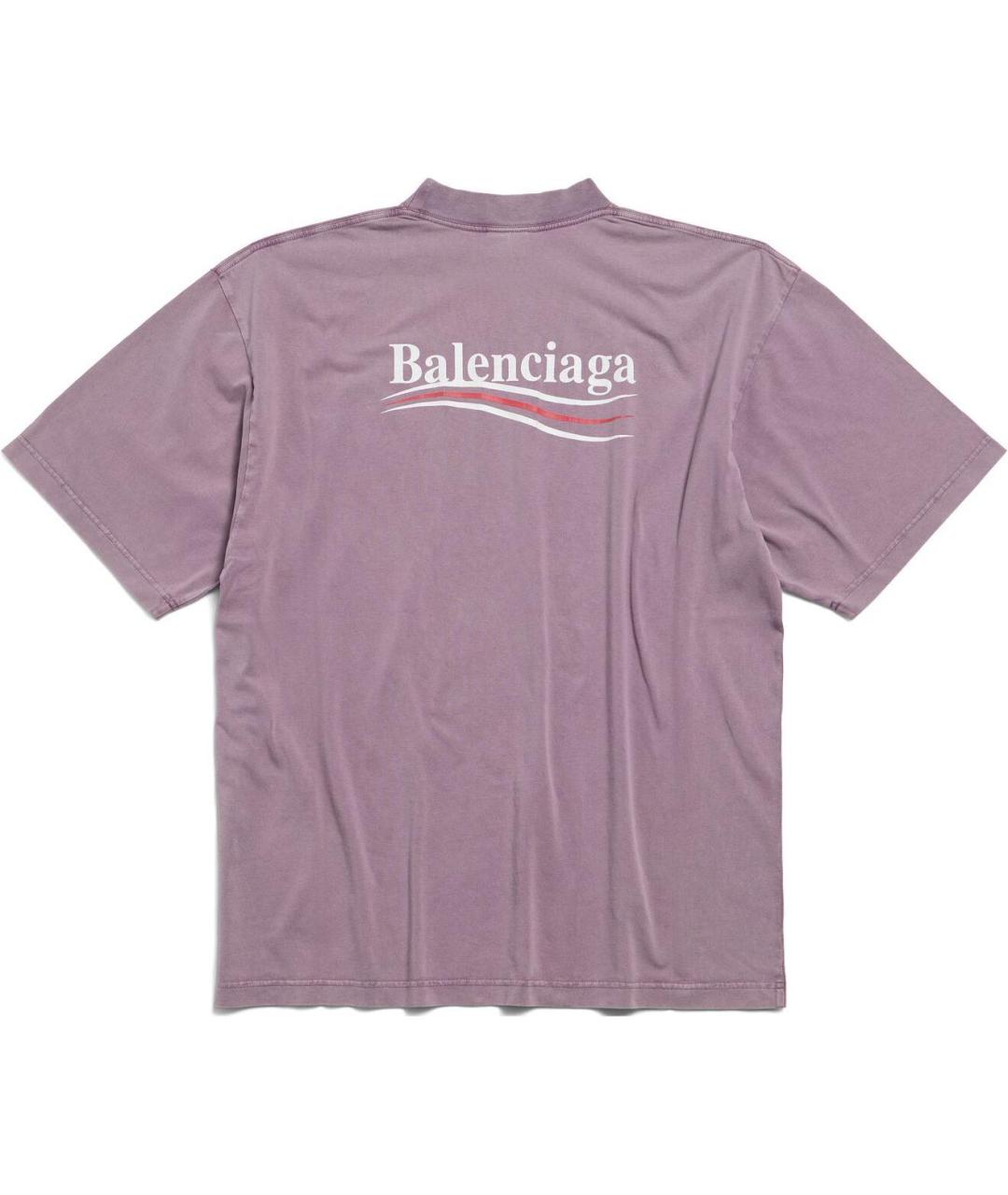 BALENCIAGA Фиолетовая хлопковая футболка, фото 2