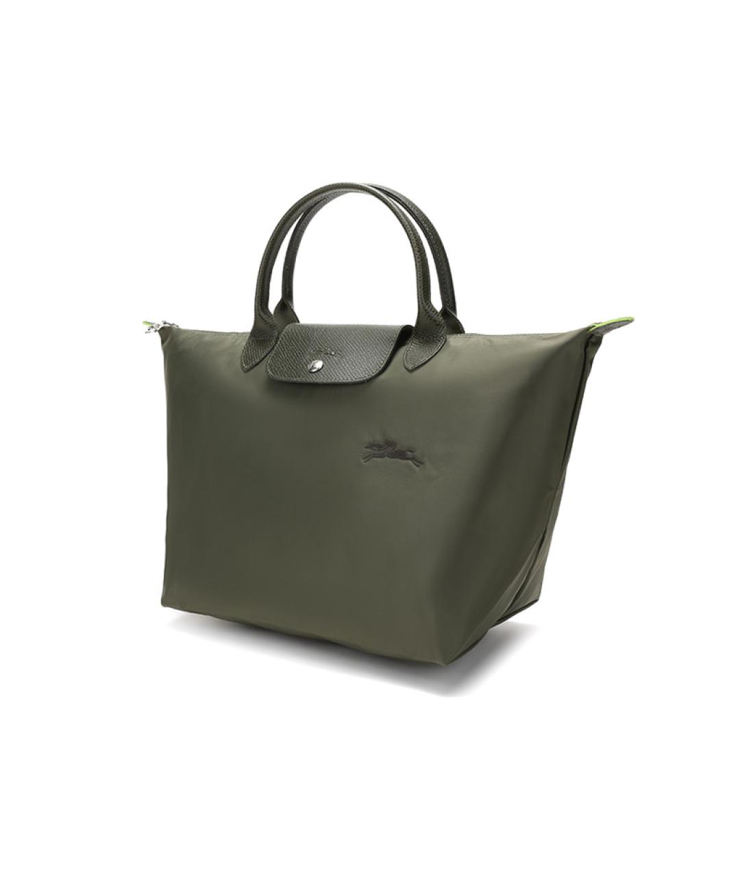 LONGCHAMP Хаки тканевая сумка с короткими ручками, фото 2