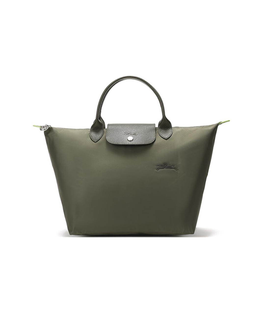 LONGCHAMP Хаки тканевая сумка с короткими ручками, фото 1