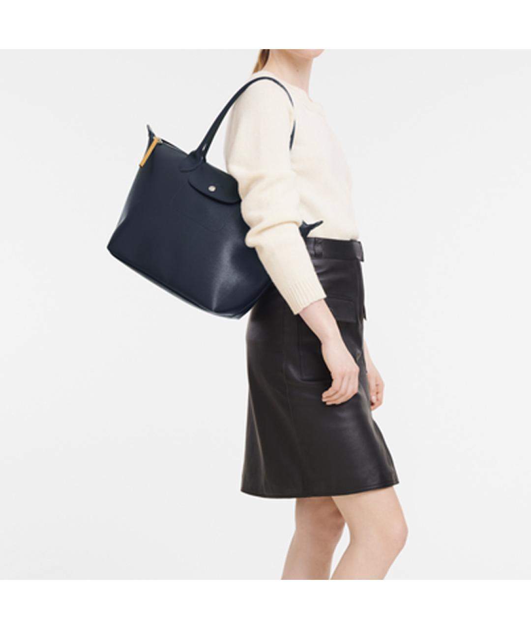 LONGCHAMP Темно-синяя кожаная сумка через плечо, фото 4