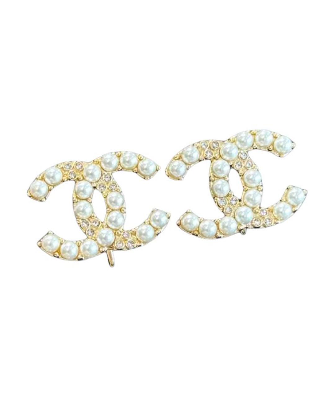 CHANEL Белые металлические серьги, фото 2