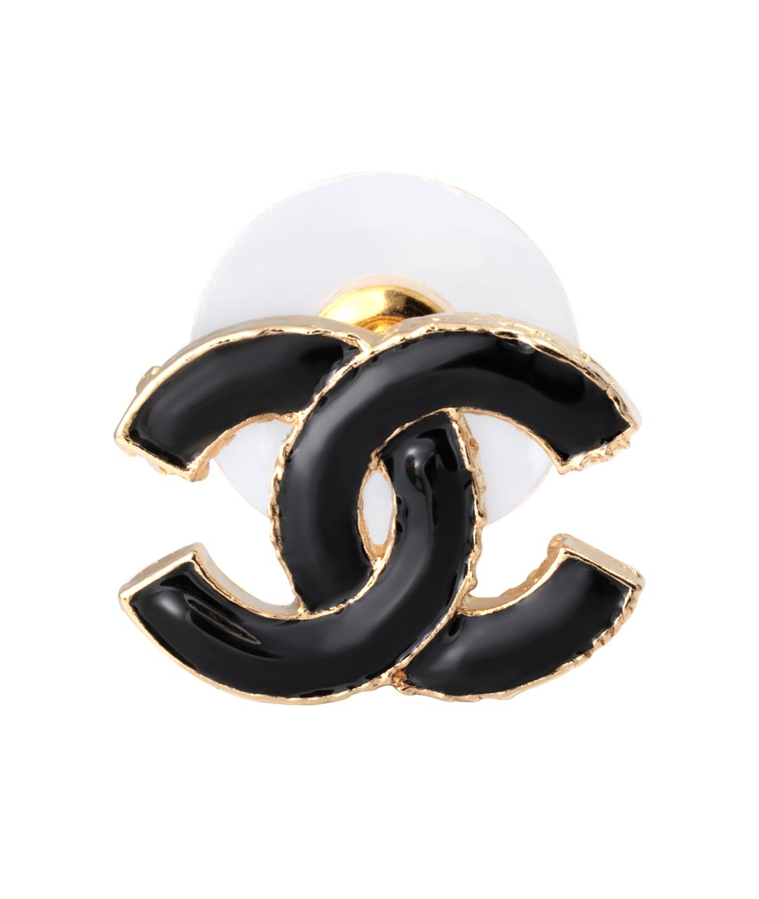 CHANEL Черные латунные серьги, фото 1