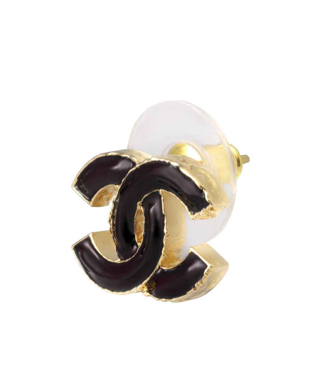CHANEL Черные латунные серьги, фото 2