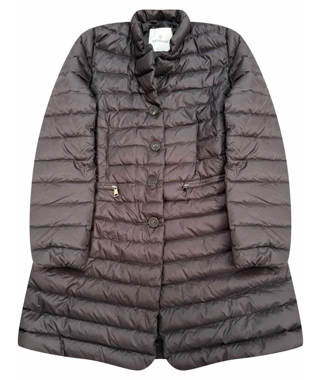 MONCLER Антрацитовый полиамидовый пуховик, фото 1