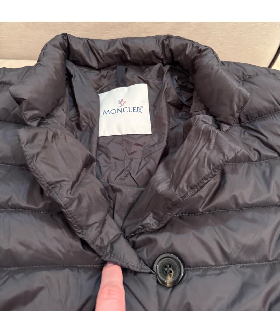 MONCLER Антрацитовый полиамидовый пуховик, фото 3