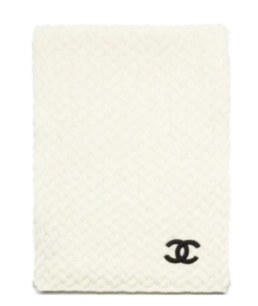 CHANEL Белый кашемировый шарф, фото 2