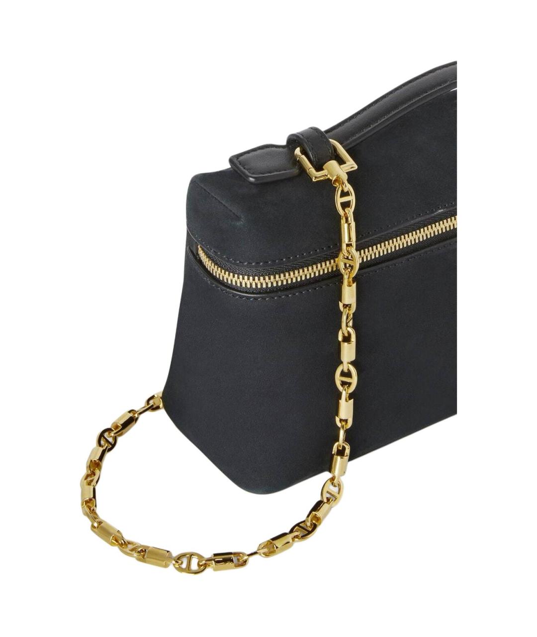 LORO PIANA Черная кожаная сумка через плечо, фото 4