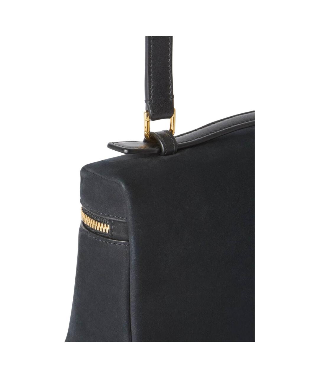 LORO PIANA Черная кожаная сумка через плечо, фото 3