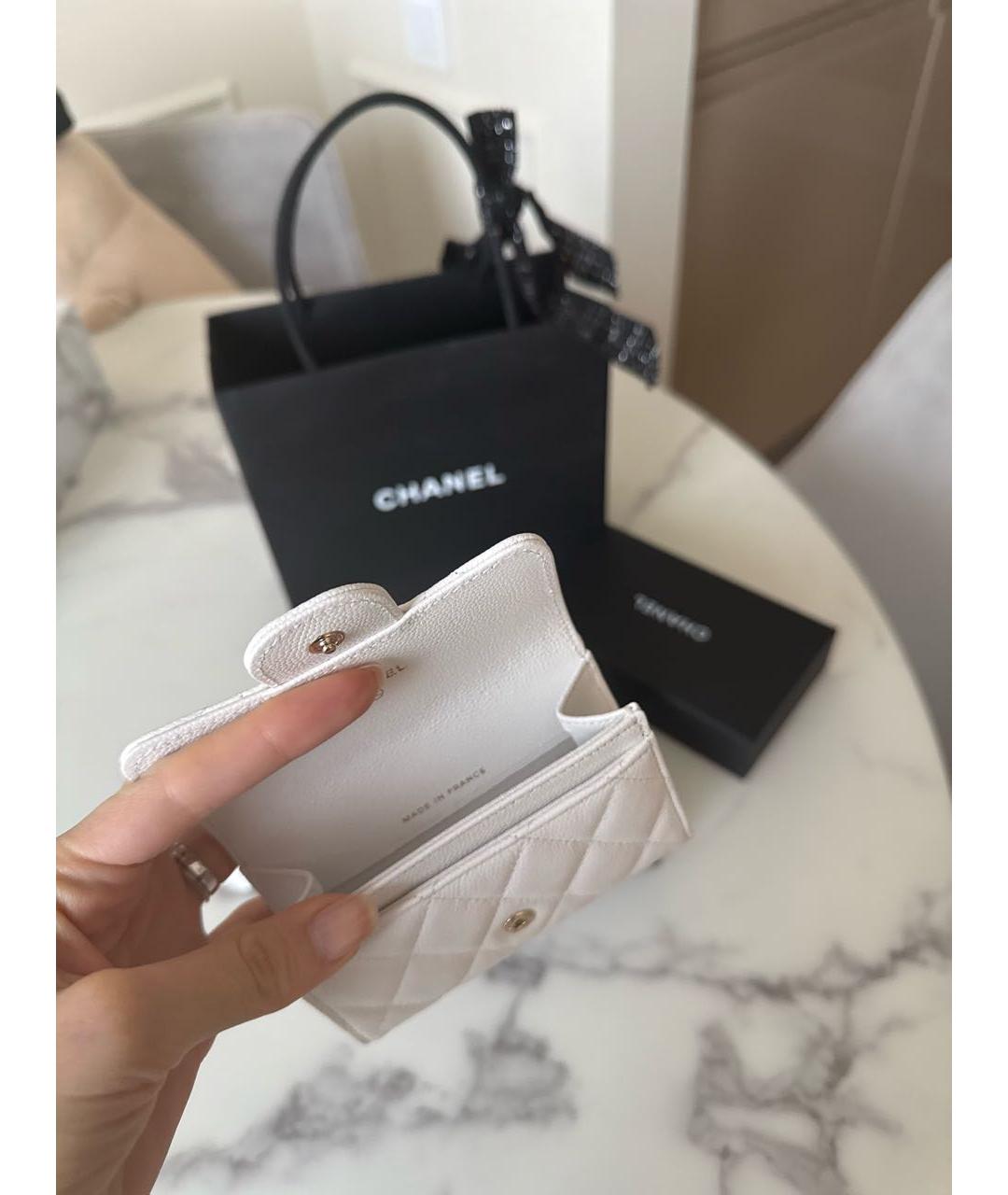 CHANEL Белый кожаный кошелек, фото 4