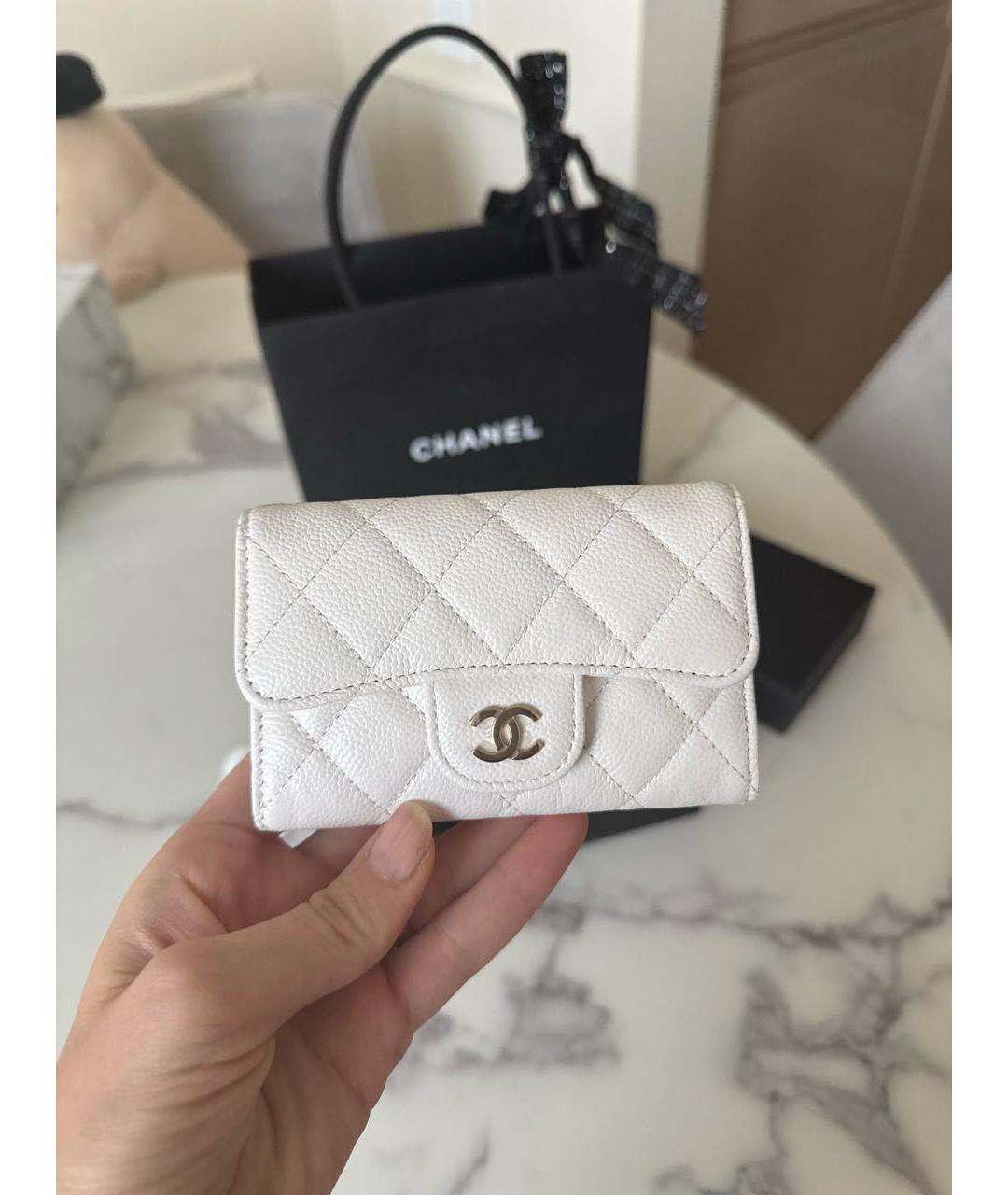 CHANEL Белый кожаный кошелек, фото 5