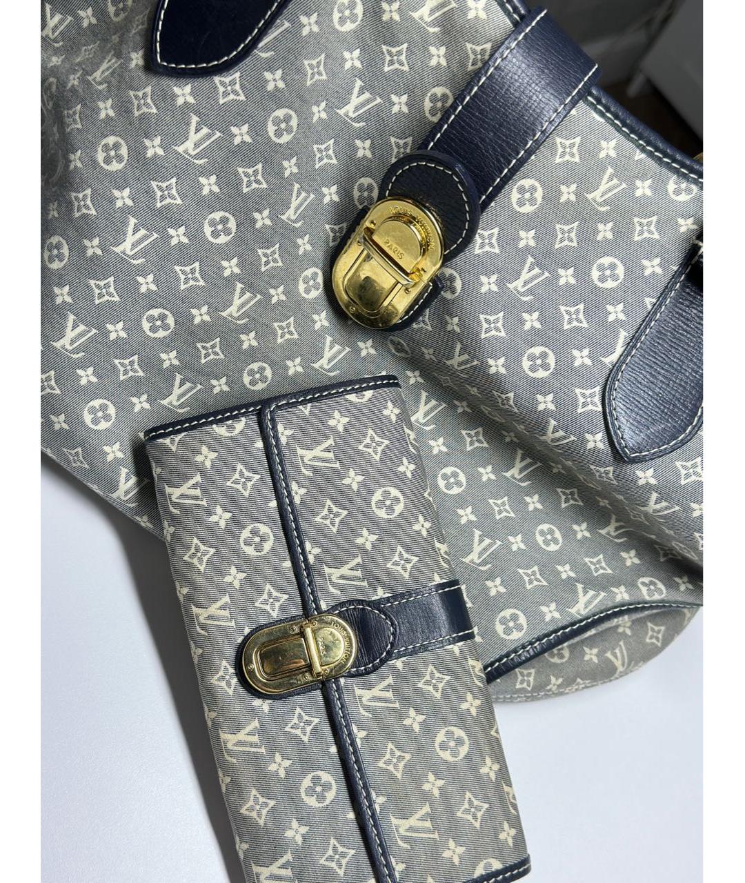 LOUIS VUITTON Голубая тканевая сумка тоут, фото 7