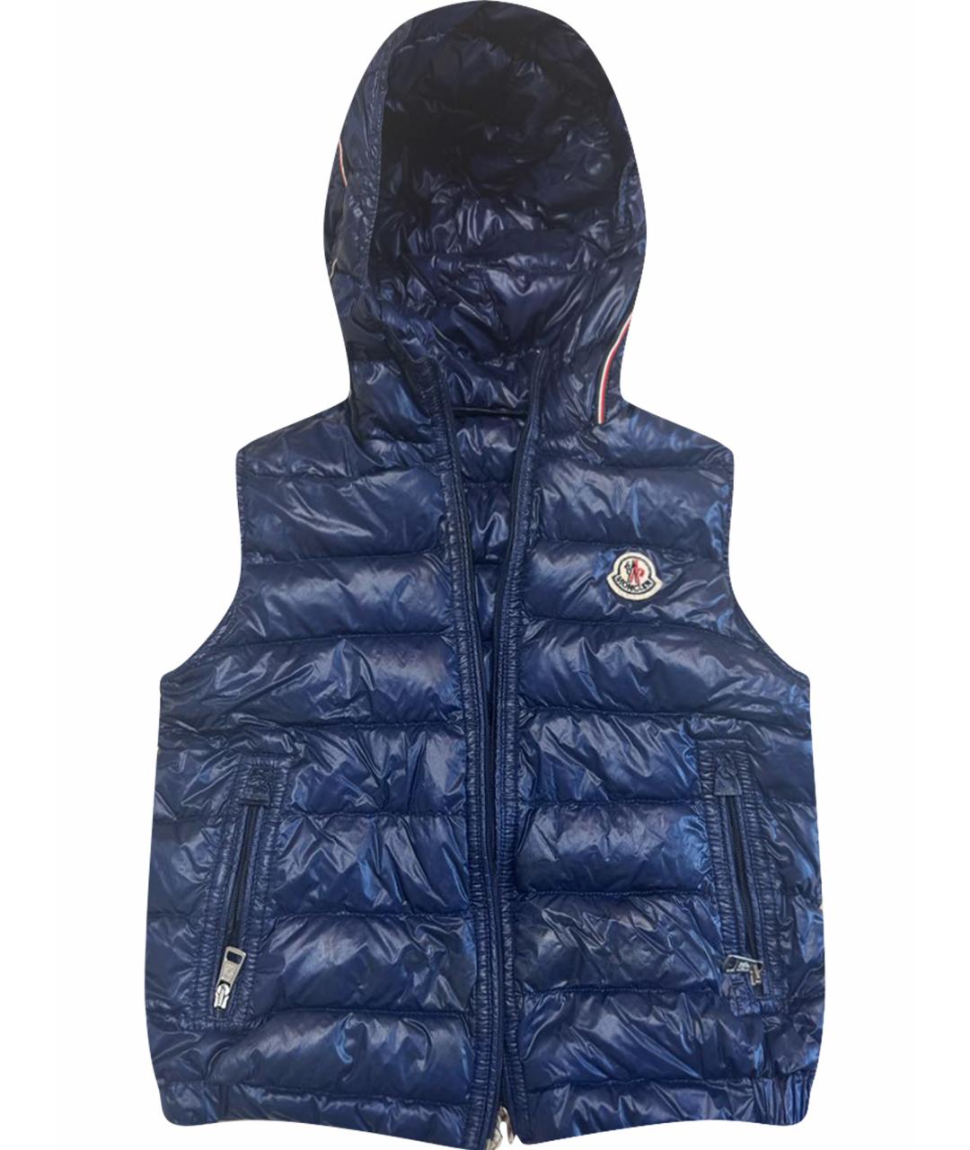 MONCLER Темно-синий полиэстеровый жакет / жилет, фото 1