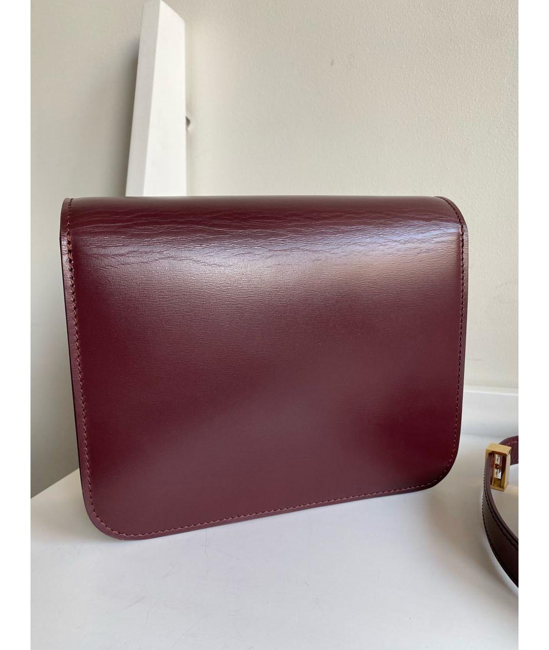 CELINE Бордовая кожаная сумка через плечо, фото 6