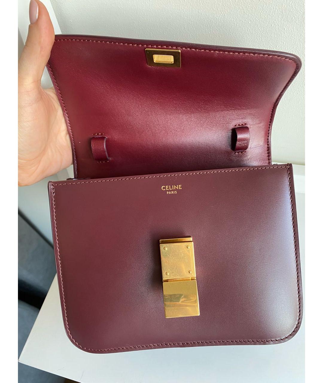 CELINE Бордовая кожаная сумка через плечо, фото 7