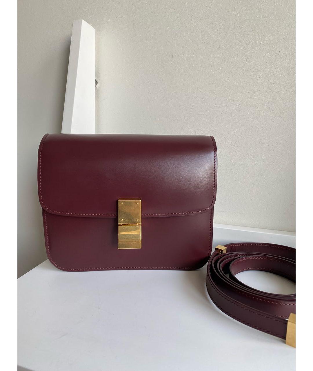 CELINE Бордовая кожаная сумка через плечо, фото 2