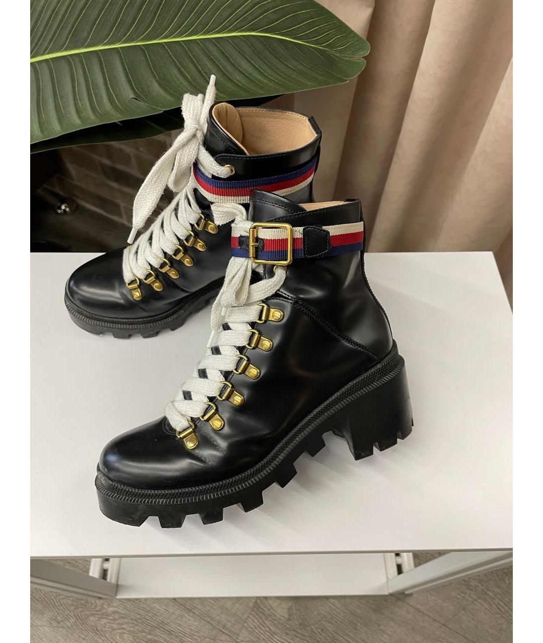 GUCCI Черные кожаные ботинки, фото 5
