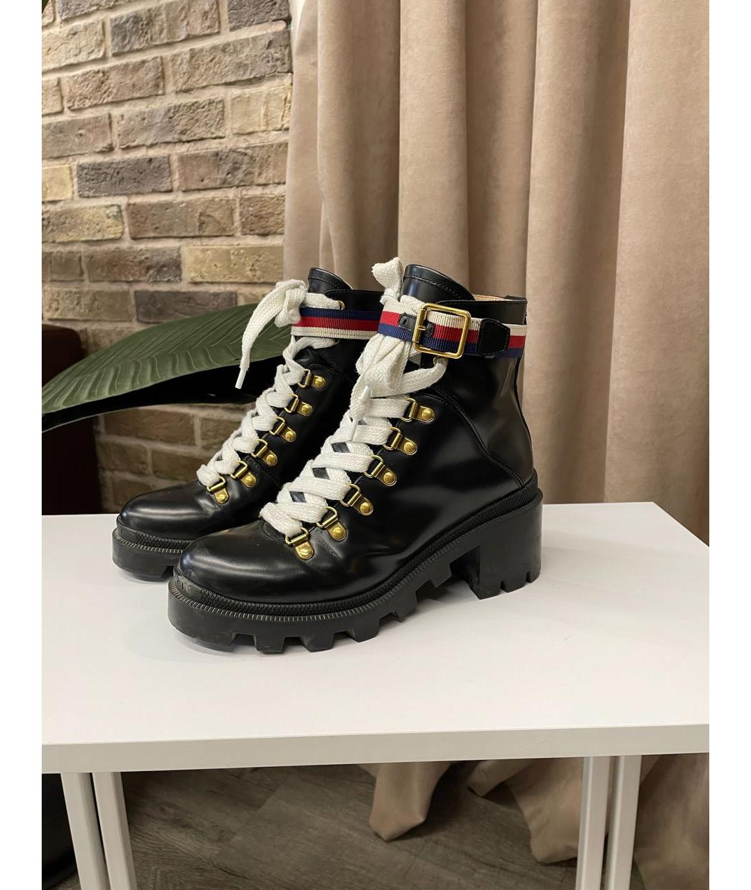 GUCCI Черные кожаные ботинки, фото 2