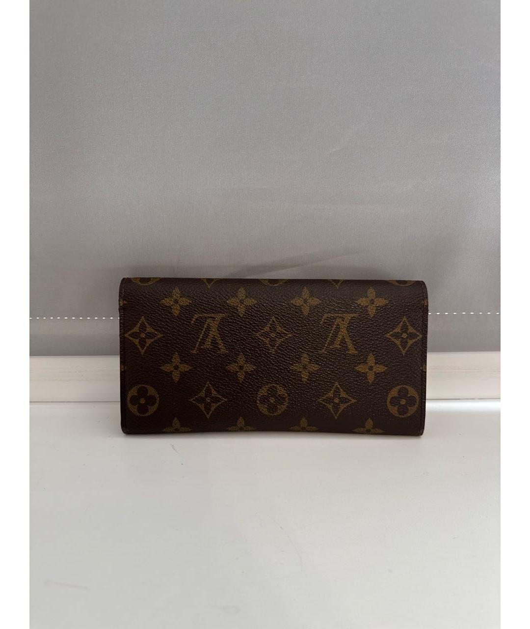 LOUIS VUITTON Коричневый кожаный кошелек, фото 3