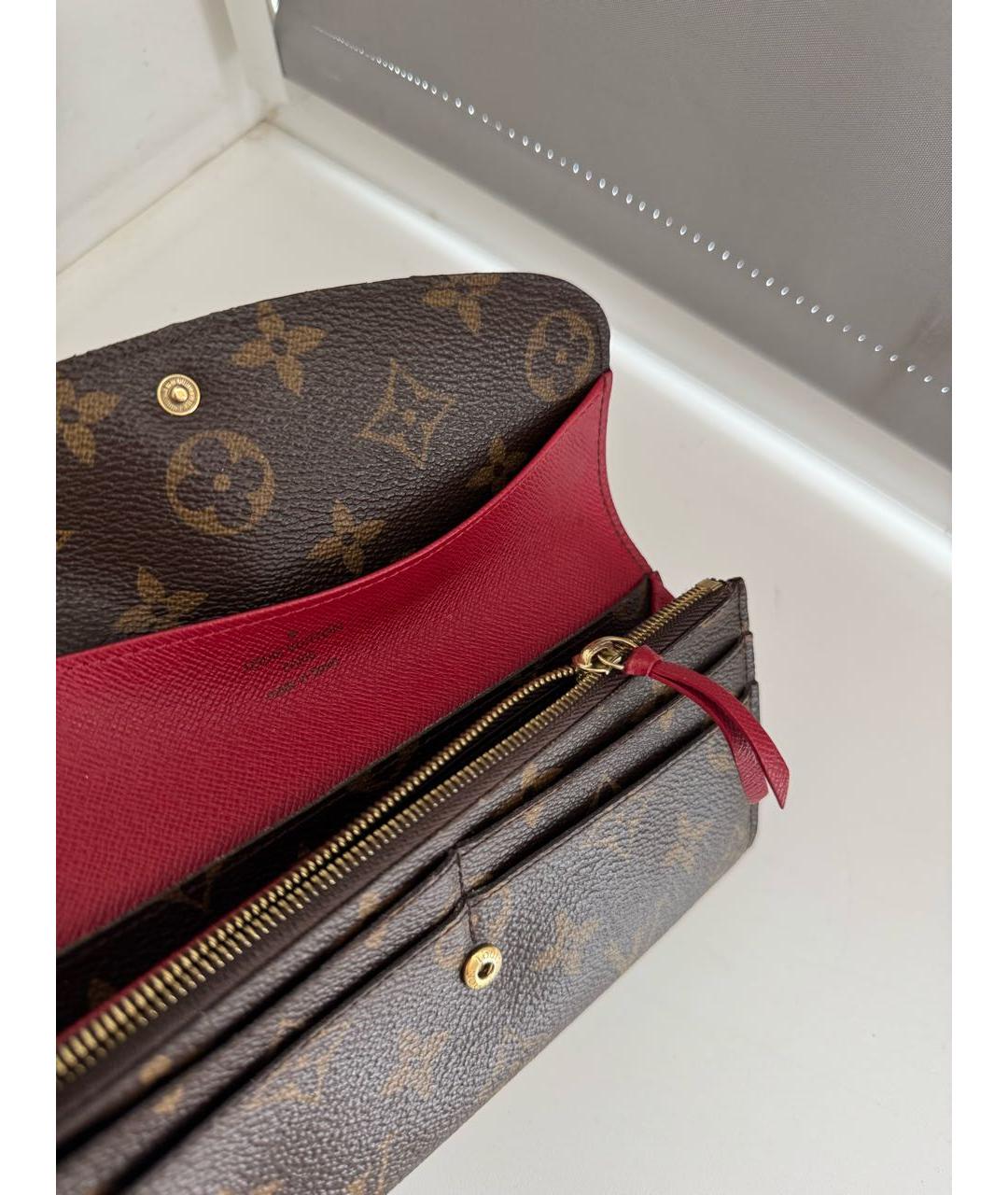 LOUIS VUITTON Коричневый кожаный кошелек, фото 4