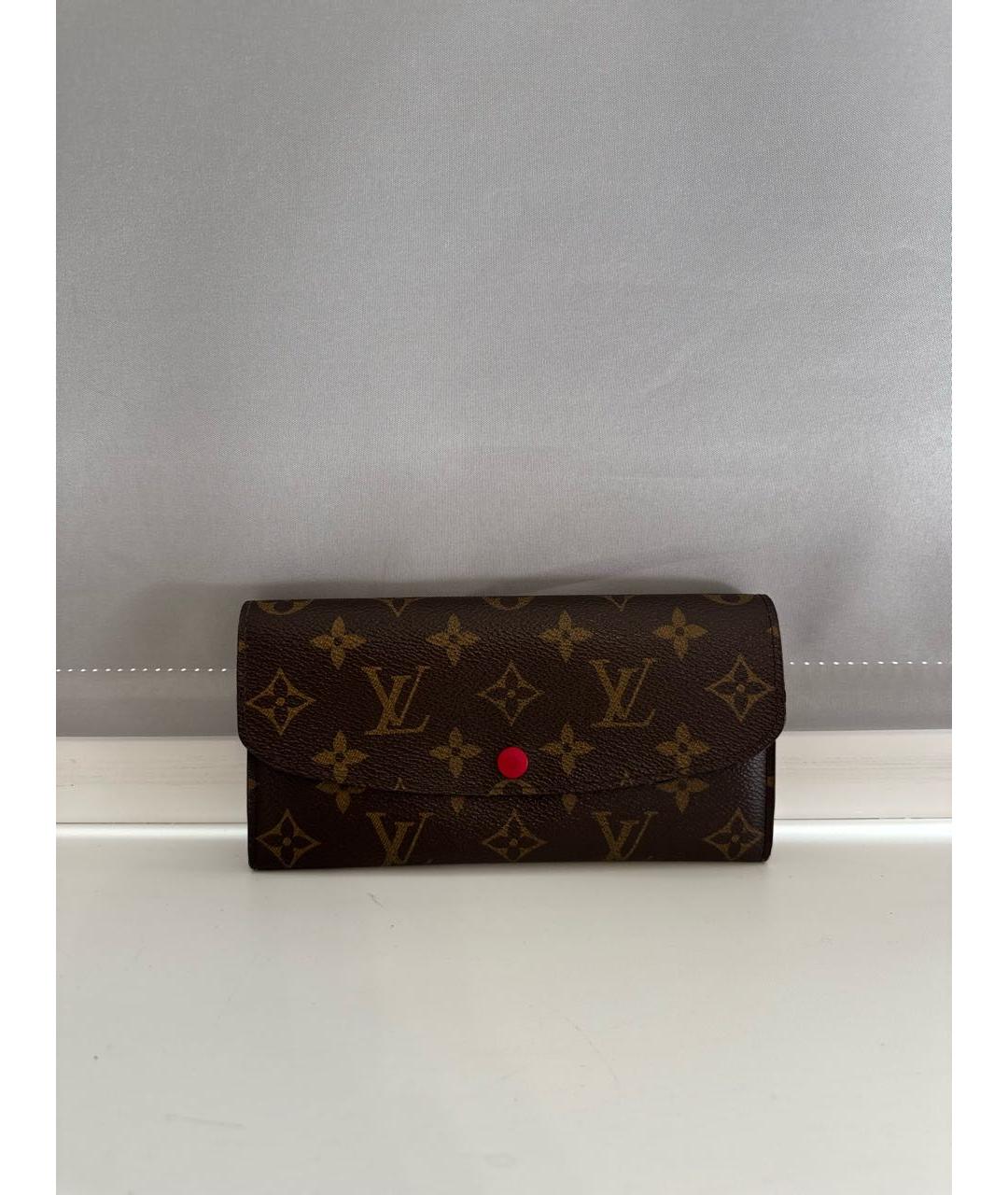 LOUIS VUITTON Коричневый кожаный кошелек, фото 5
