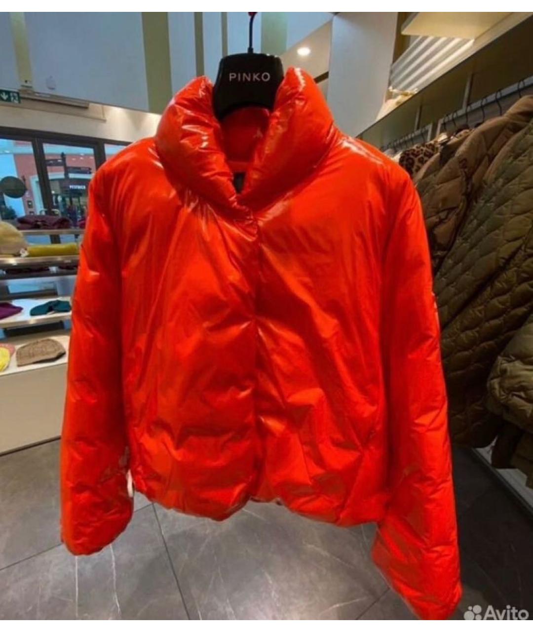 PINKO Оранжевая полиуретановая куртка, фото 8