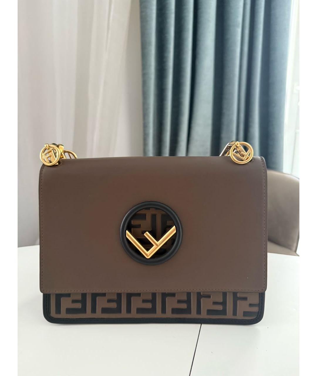 FENDI Коричневая кожаная сумка через плечо, фото 6