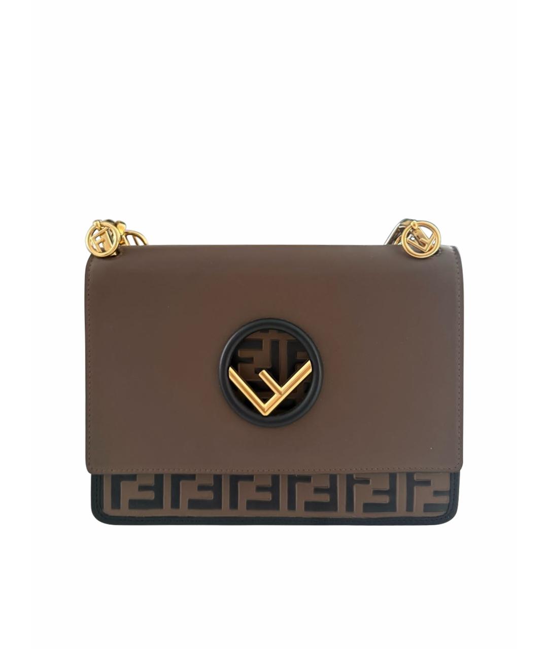 FENDI Коричневая кожаная сумка через плечо, фото 1