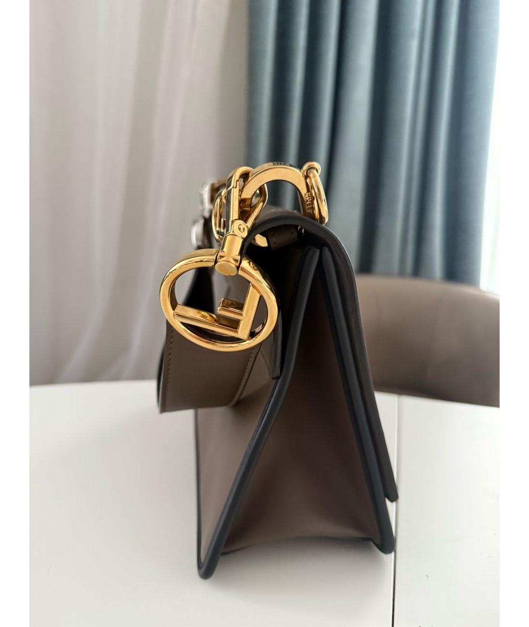 FENDI Коричневая кожаная сумка через плечо, фото 2