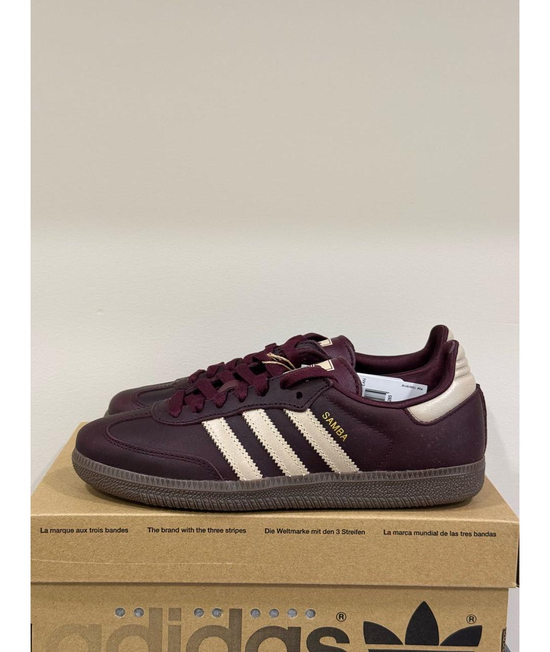 ADIDAS Бордовые кожаные кеды, фото 2