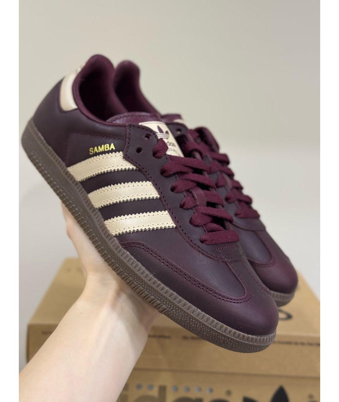 ADIDAS Бордовые кожаные кеды, фото 6