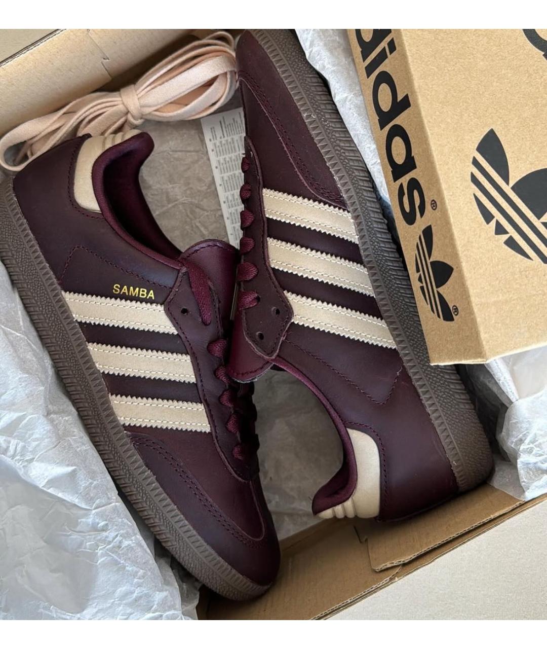 ADIDAS Бордовые кожаные кеды, фото 7
