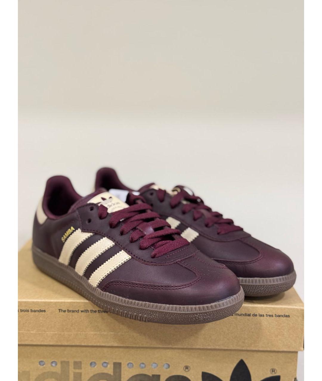 ADIDAS Бордовые кожаные кеды, фото 3