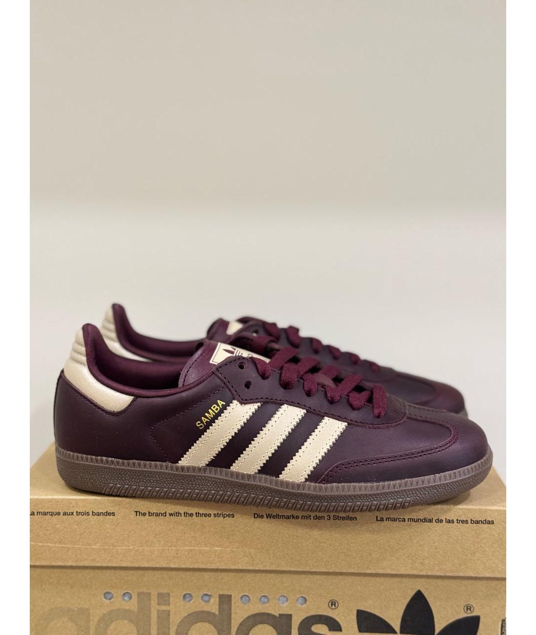 ADIDAS Бордовые кожаные кеды, фото 4