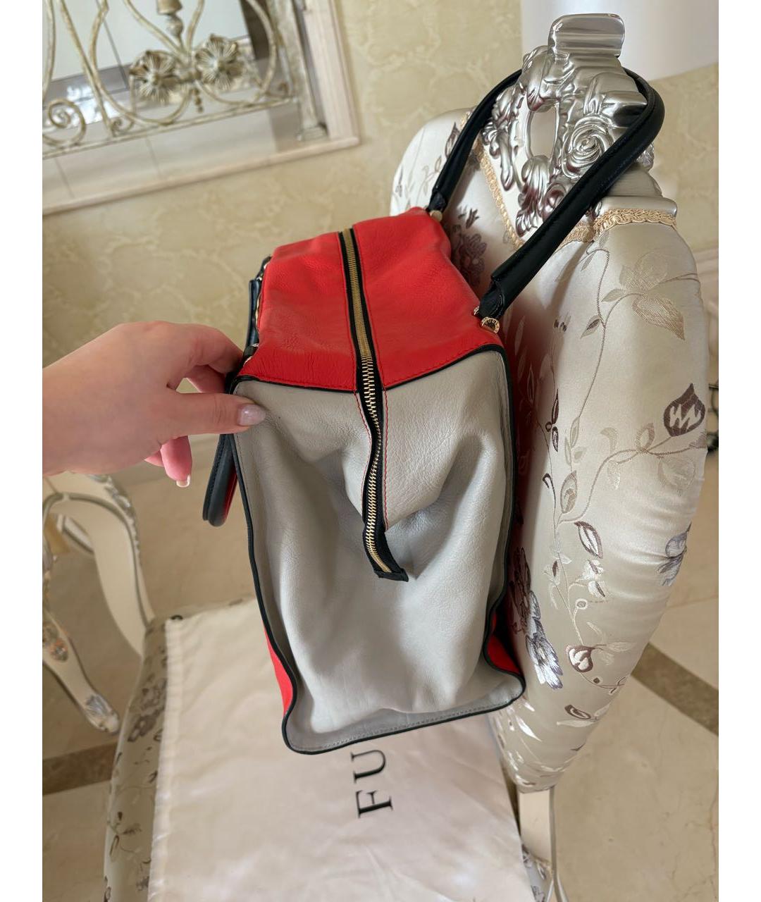 FURLA Красная кожаная сумка с короткими ручками, фото 5