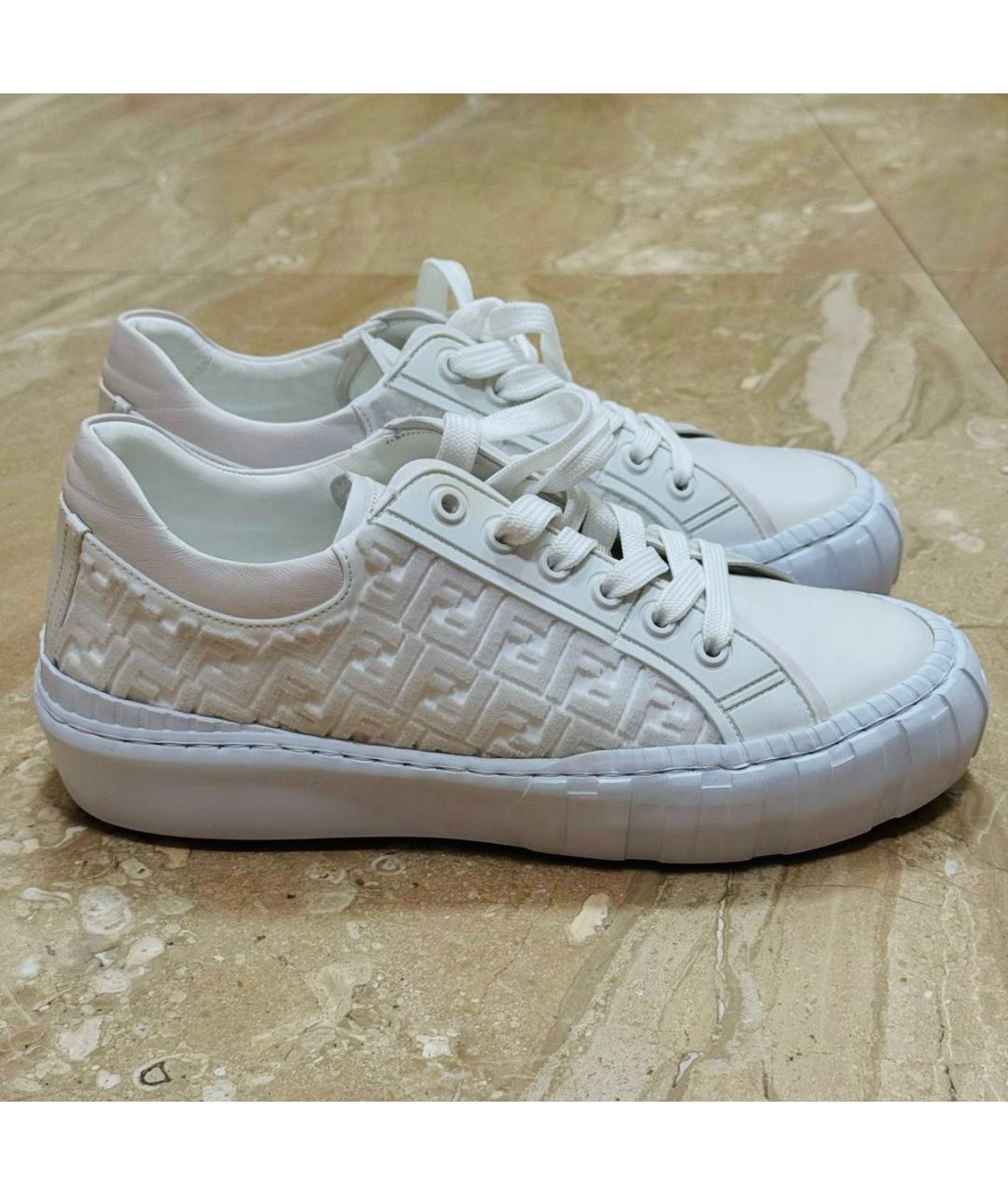 FENDI Белые кожаные кеды, фото 8
