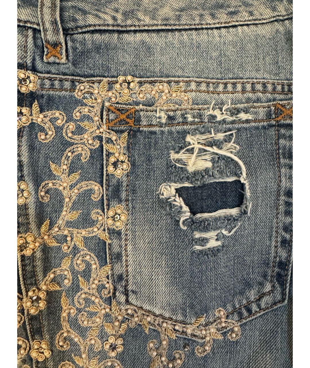 DOLCE&GABBANA Голубые хлопковые прямые джинсы, фото 4