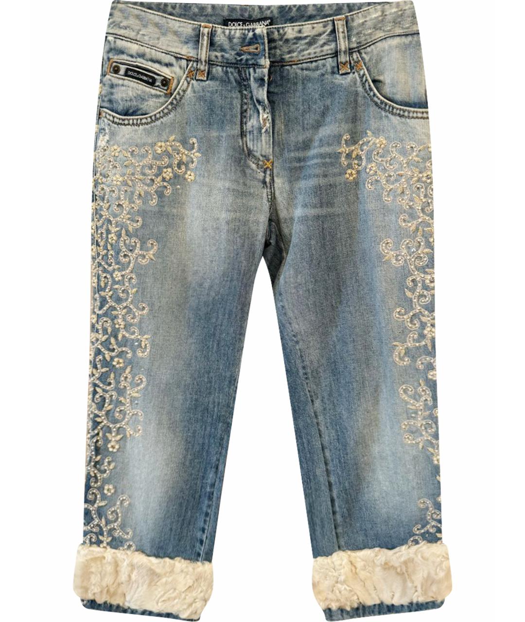 DOLCE&GABBANA Голубые хлопковые прямые джинсы, фото 1