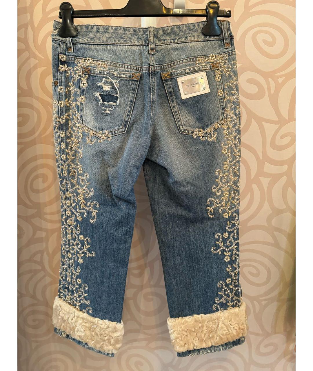 DOLCE&GABBANA Голубые хлопковые прямые джинсы, фото 2