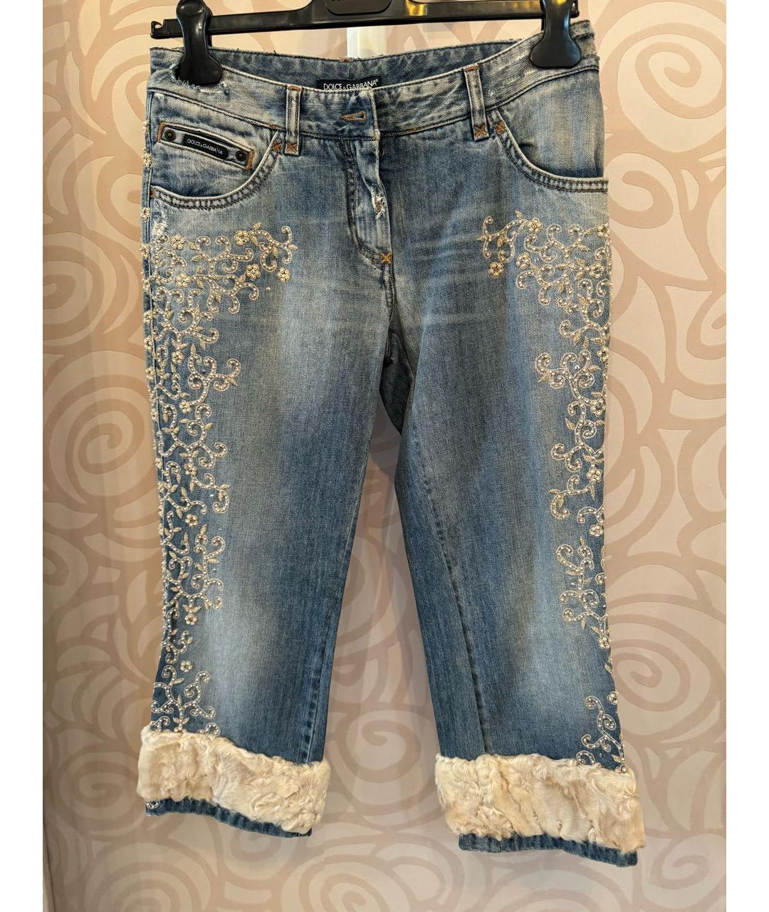 DOLCE&GABBANA Голубые хлопковые прямые джинсы, фото 5