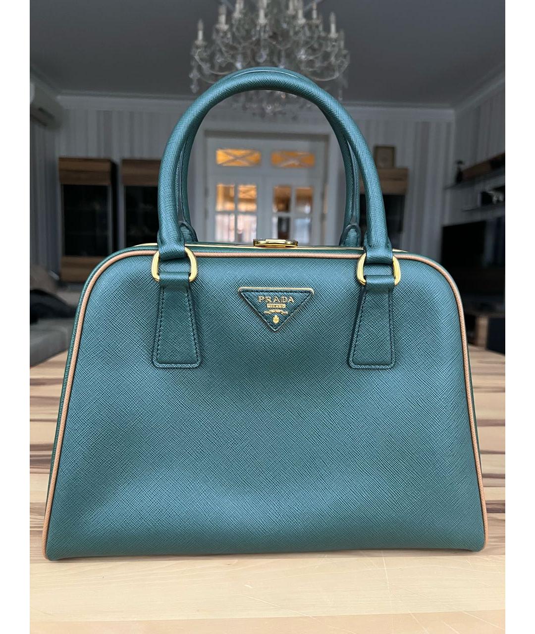 PRADA Зеленая кожаная сумка с короткими ручками, фото 9