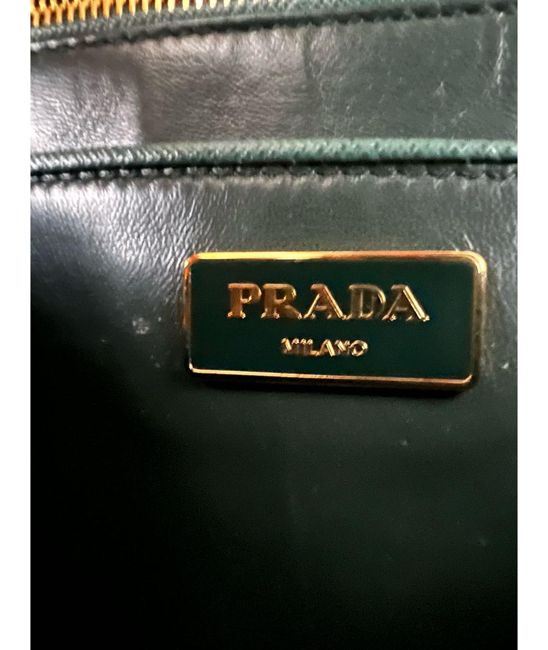 PRADA Зеленая кожаная сумка с короткими ручками, фото 7