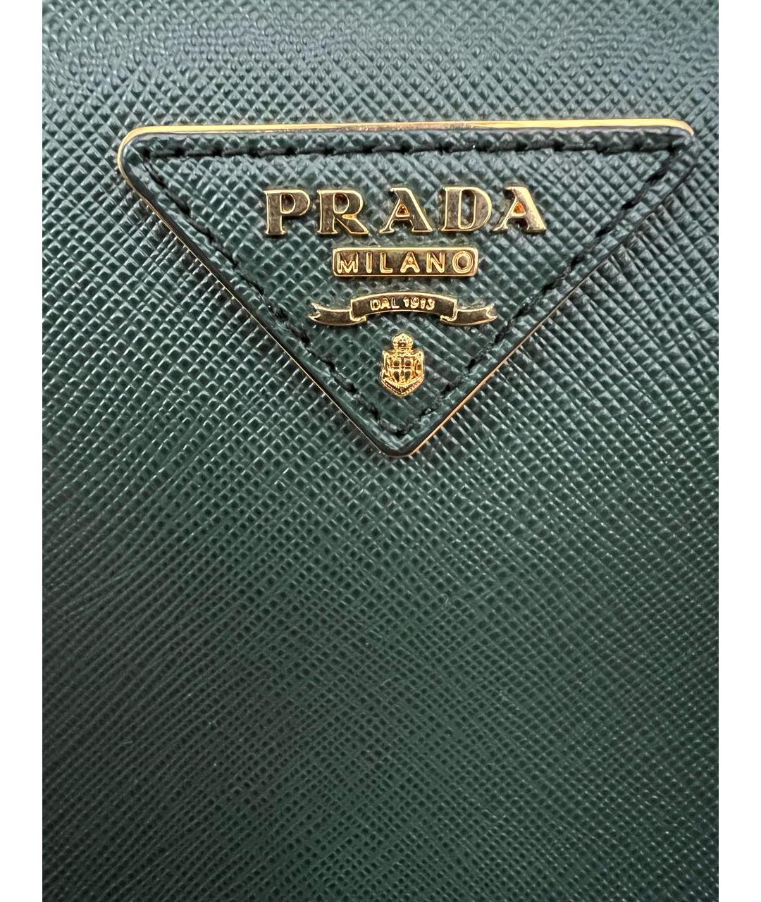 PRADA Зеленая кожаная сумка с короткими ручками, фото 5