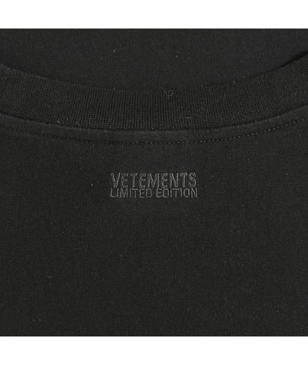 VETEMENTS Черная хлопковая футболка, фото 5