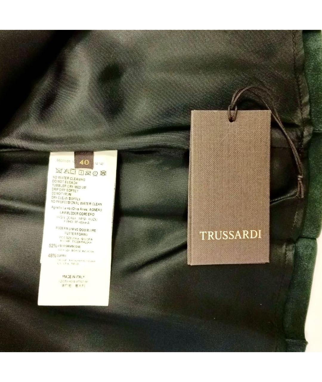 TRUSSARDI Черная кожаная юбка миди, фото 5