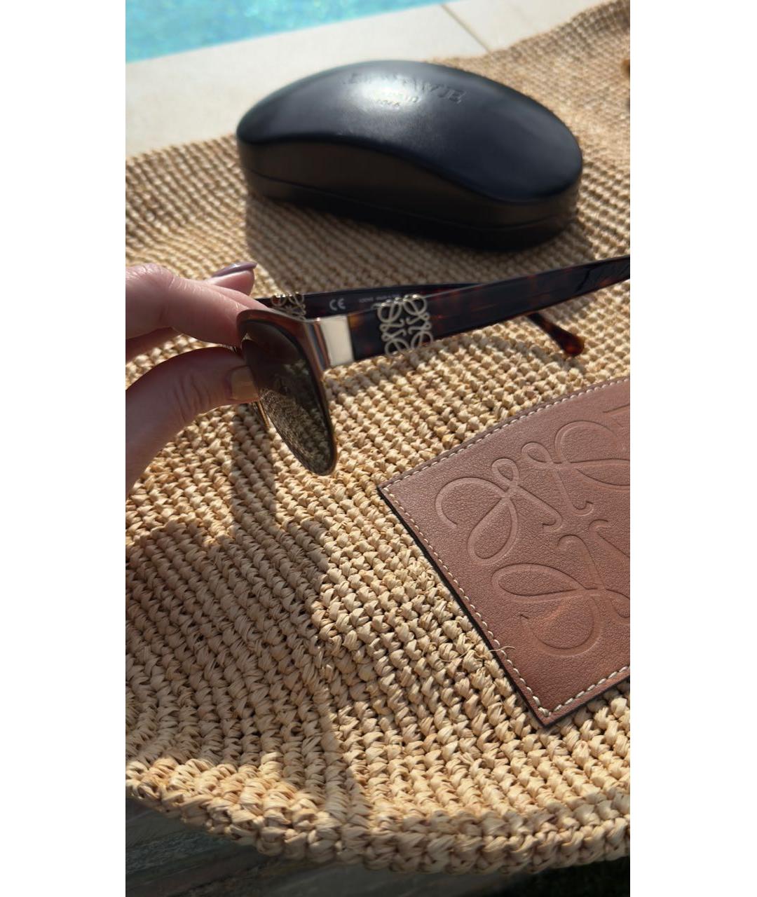 LOEWE Коричневые металлические солнцезащитные очки, фото 3