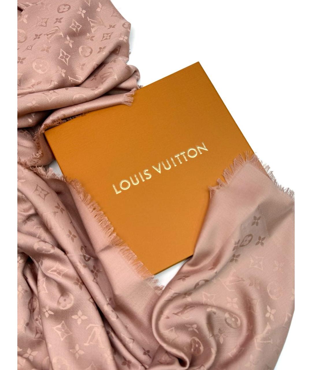 LOUIS VUITTON Розовый шелковый платок, фото 7