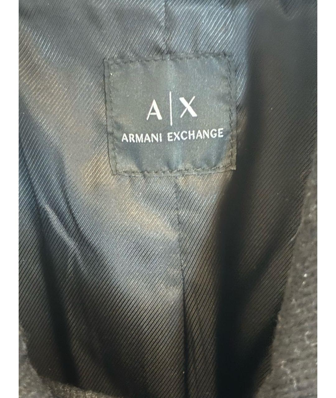 ARMANI EXCHANGE Черное шерстяное пальто, фото 3